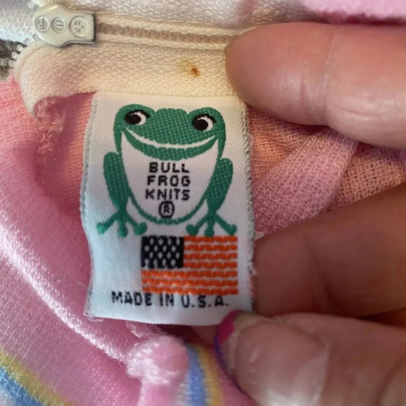 VTG 80-90s Bull Frog Knits Pink White Sweater Girl Size 4T Soft Stretch Comfort - Picture 4 of 9